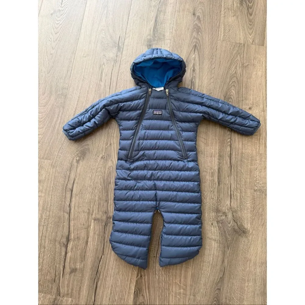 Patagonia Goose Down Infant Baby Bunting Coat Snowsuit Size 6 Months Blue